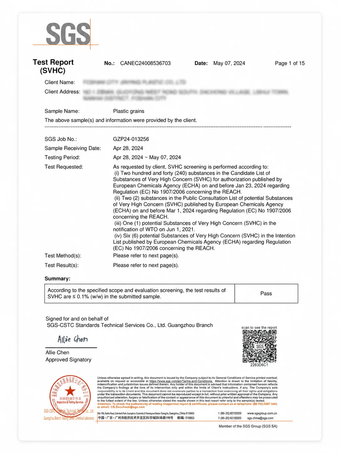 REACH / SVHC Report document preview